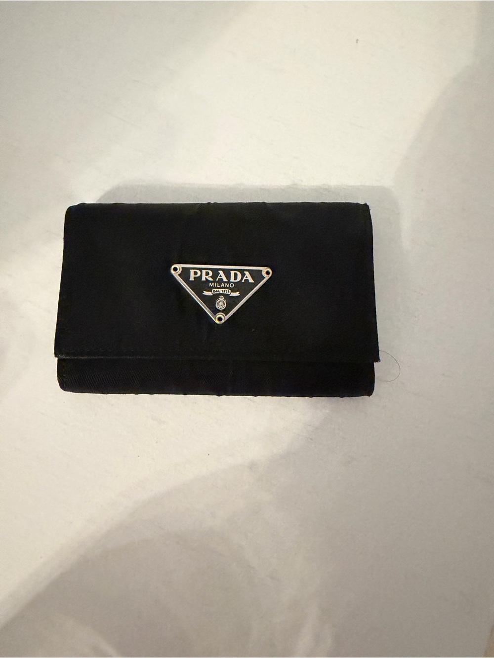 Prada Black Nylon Triangular Logo Card Wallet